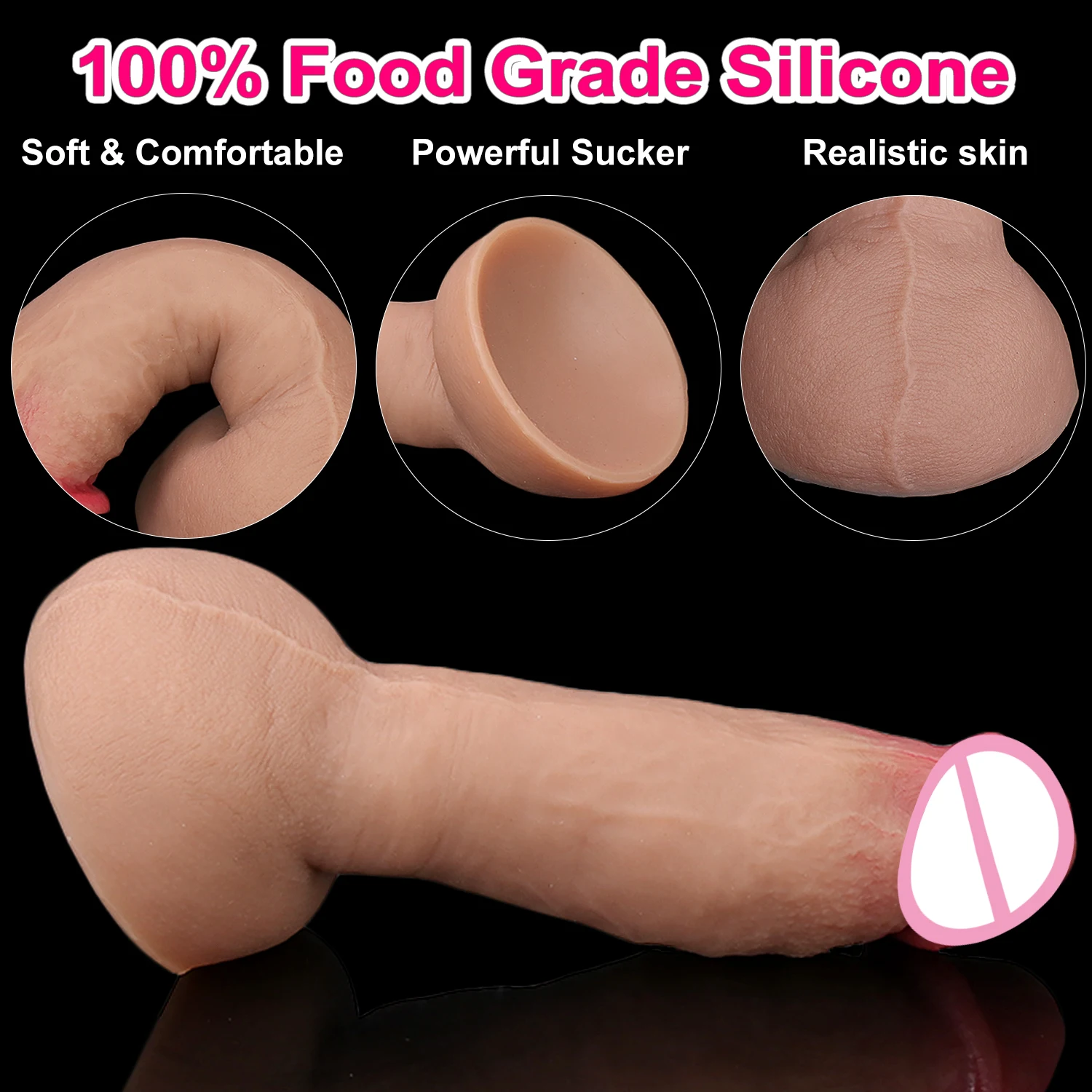 New Skin Feel Realistic Rubber Dildo Lesbian Masturbators Silicone Dick Big Suction Cup Penis Anal Plug Sex Toy for Men Women