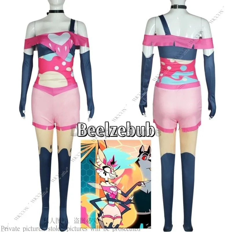 

Beelzebub Helluva Anime Cosplay Costume Suit For Woman Boss Role Play Halloween Party Carnival Gloves Socks New Queen Bee