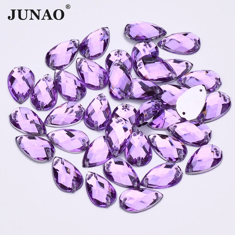 JUNAO 8*13 مللي متر 18*25 مللي متر اللون الأخضر الخياطة دمعة حجر الراين زين أحجار الكريستال الاكريليك المسطحة DIY بها بنفسك صنع المجوهرات #3