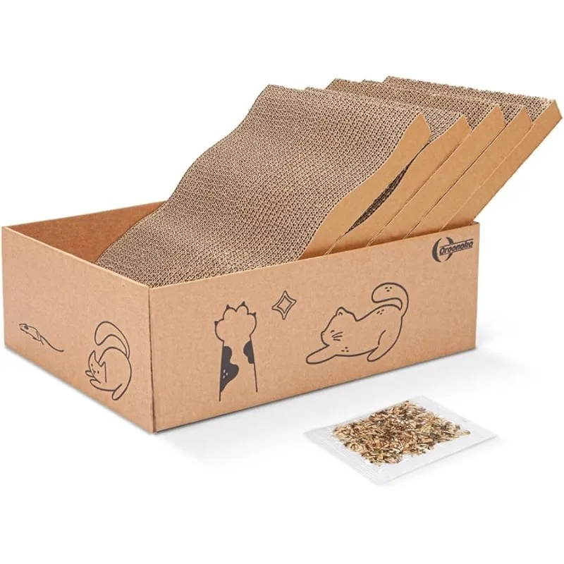 

5 in 1 Cat Scratcher Cardboard,XL-Large Cat Scratch Pad,Cat Scratching Boards with Box for Medium to Large Cat Indoor Use Protec