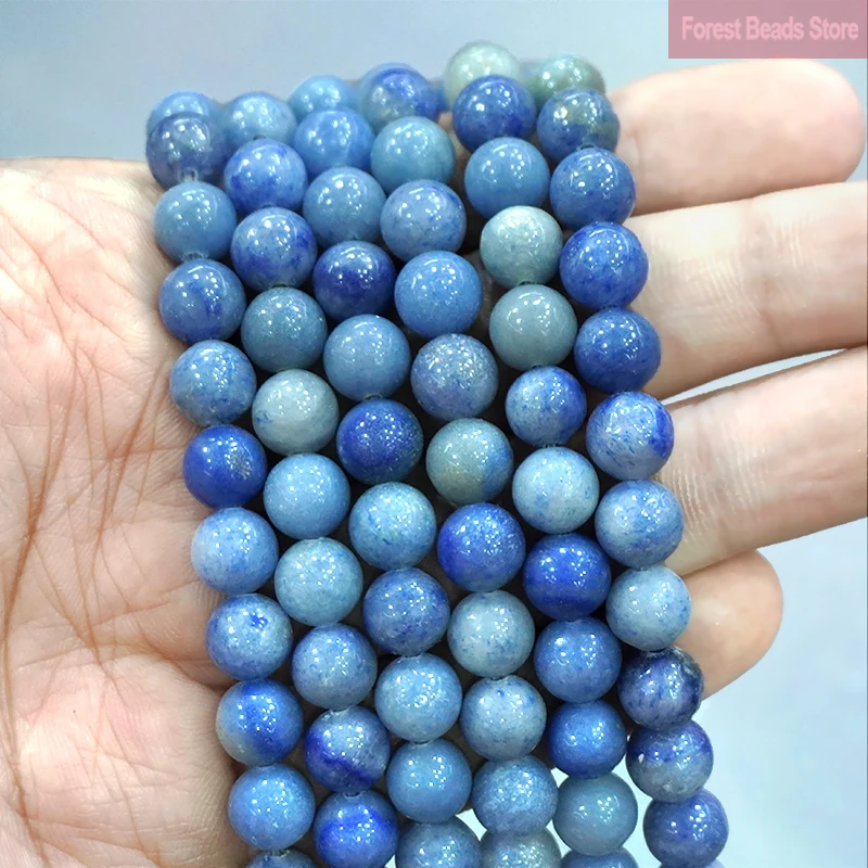 Perles d'aventurine bleues 4/6/8/10/12mm, pierres naturelles rondes, perles en vrac pour la fabrication de breloques, bracelets, colliers, bijoux, 15 pouces