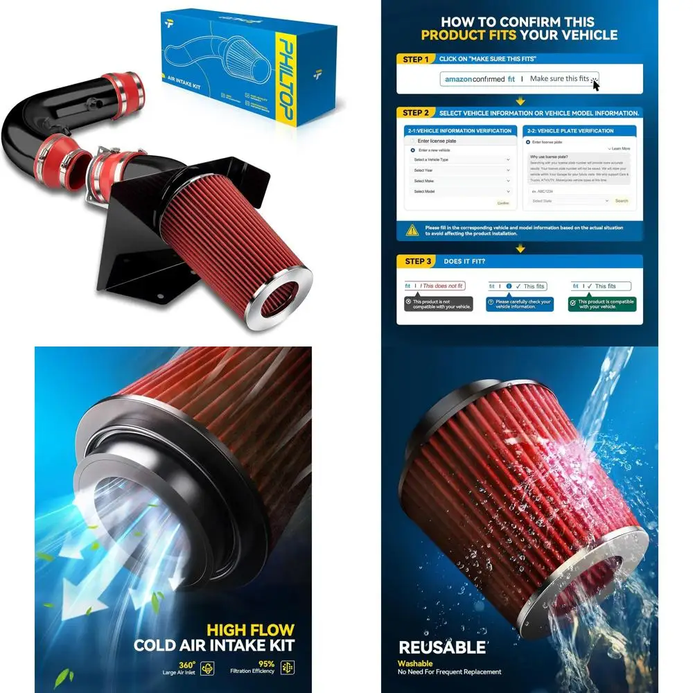 

Cold Air Intake Kit Compatible With Ford F150 1997-2003 5.4L 4.6L, Expedition 1997-2003 4.6L, F250 1997-1999 5.4L (Red)