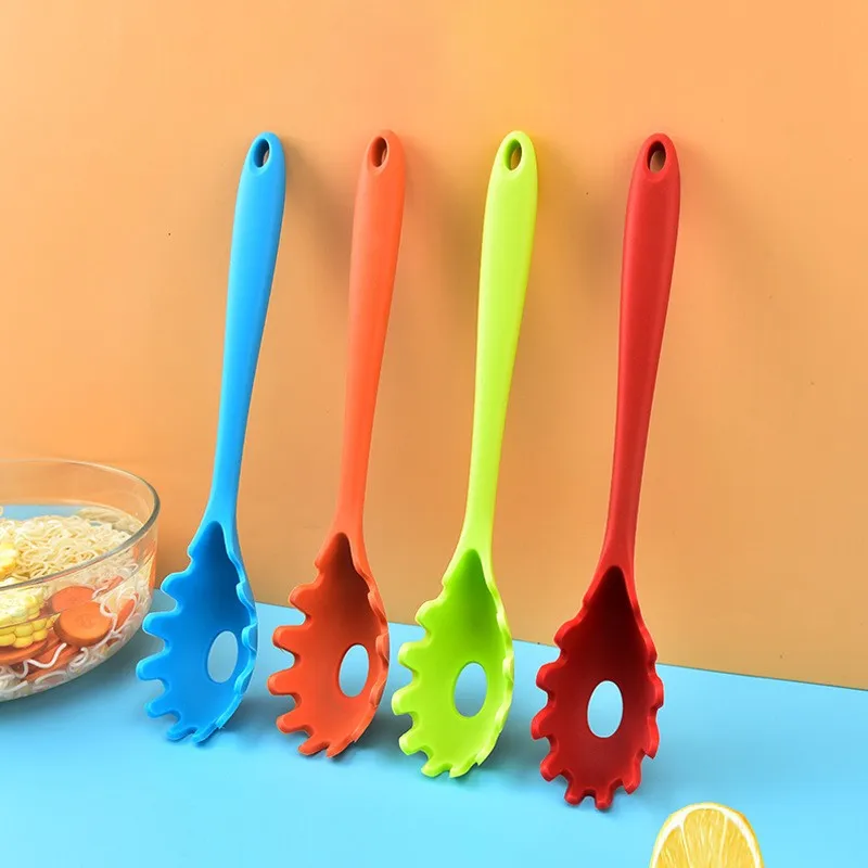 Silikon Pasta Nudel Sieb Lange Griff Spaghetti Löffel Nudel Scoop Sieb Slot Löffel Nylon Ablauf Sieb Küche Gadget – Detail 3