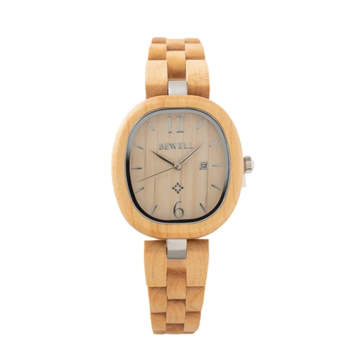 Dentily Relojes de madera natural para mujer Reloj de madera de cuarzo hecho a mano Reloj de pulsera deportivo único para mujer