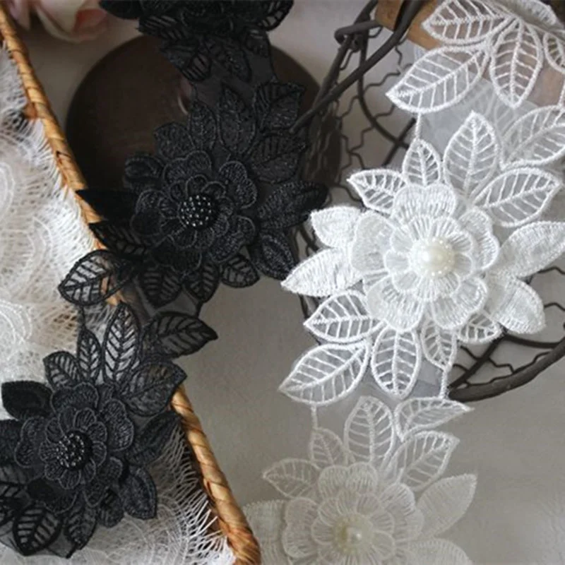 New Arrivals Organza Embroidery Beaded Flower Lace Patch DIY Clothes Skirt Hat Headwear Dress Bag Shoe Applique Accessories