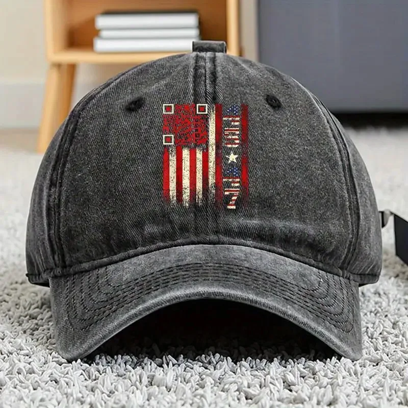 قبعة بيسبول رعاة البقر برقبة دائرية من القطن 100% مع QR Scan Me President Trump 45/47 رمز الرقص، قبعة رعاة البقر كاجوال، عالية