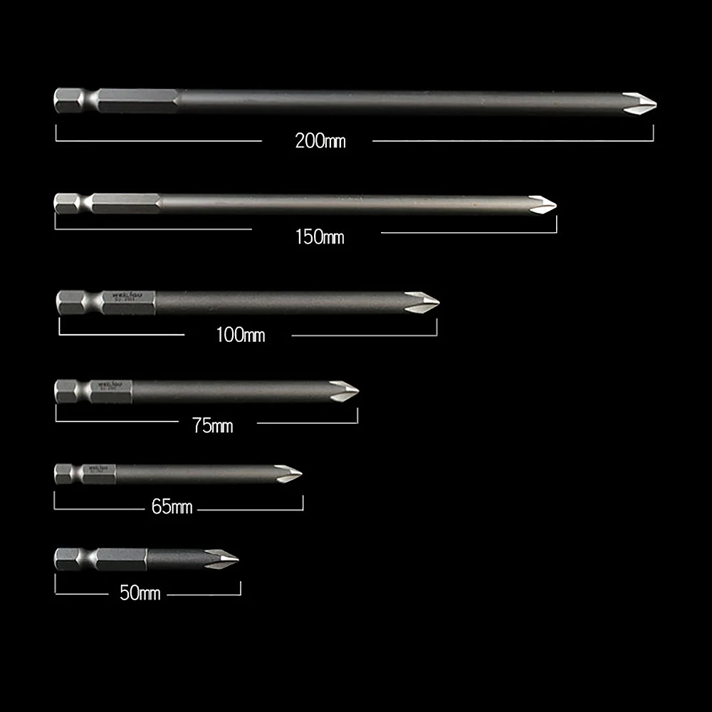 Phillips Screwdriver Bit PH00~PH2 Magnetic 50/75/100/150/200mm Length 1/4 in. Hex Shank S2 Steel Electric Batch Head Repair