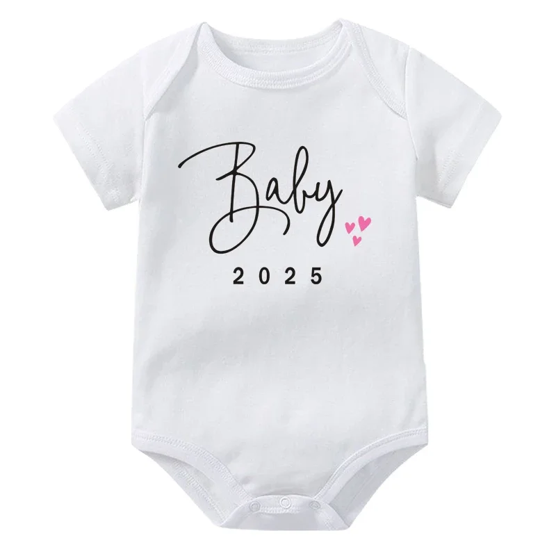 Baby Announcement Coming Soon 2025 Newborn Baby Bodysuits Summer Boys Girls Romper Body Pregnancy Reveal Clothes