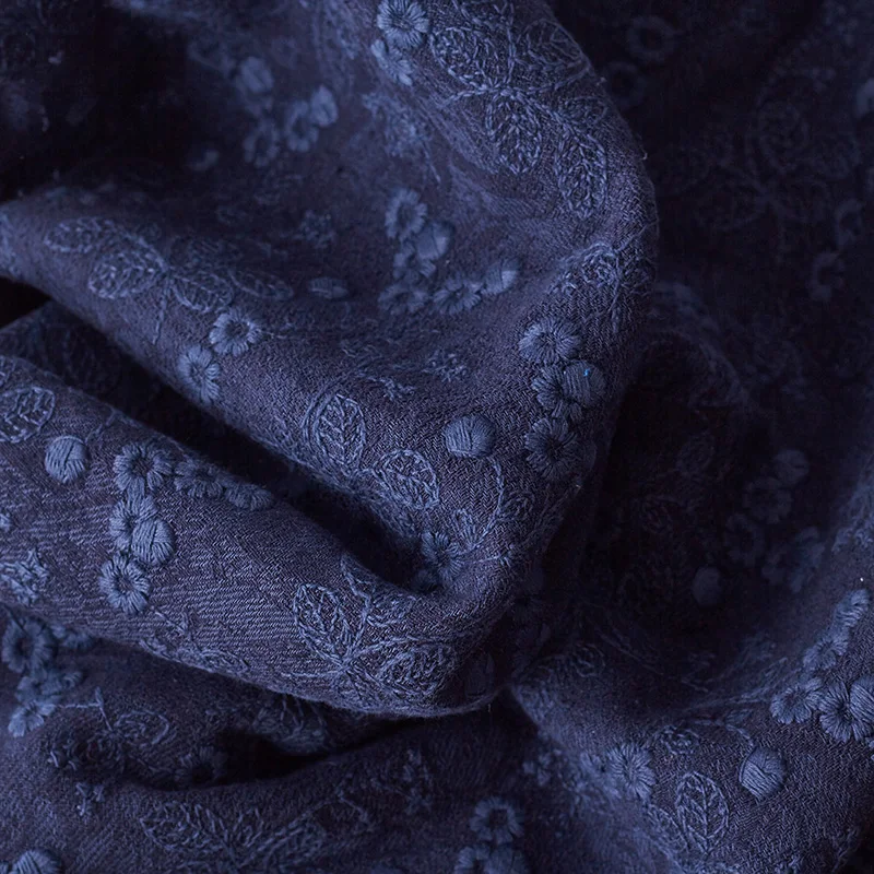 

Хлопчатобумажная и льняная ткань, высококлассная модная юбка-платье, ткань ручной работы с толстой и двусторонней вышивкой, ткань ручной работы «сделай сам»