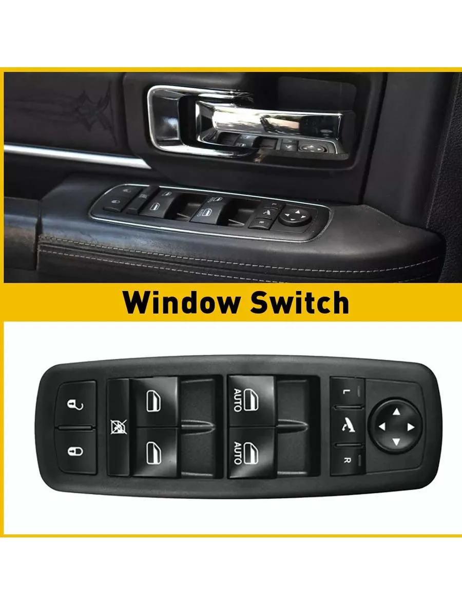 Window Switch For 2014-2015 Ram 1500 13-15 Ram 2500 3500 Front Driver Side Black 14932433 68212784AA 68212784AB DWS2132 M52015F