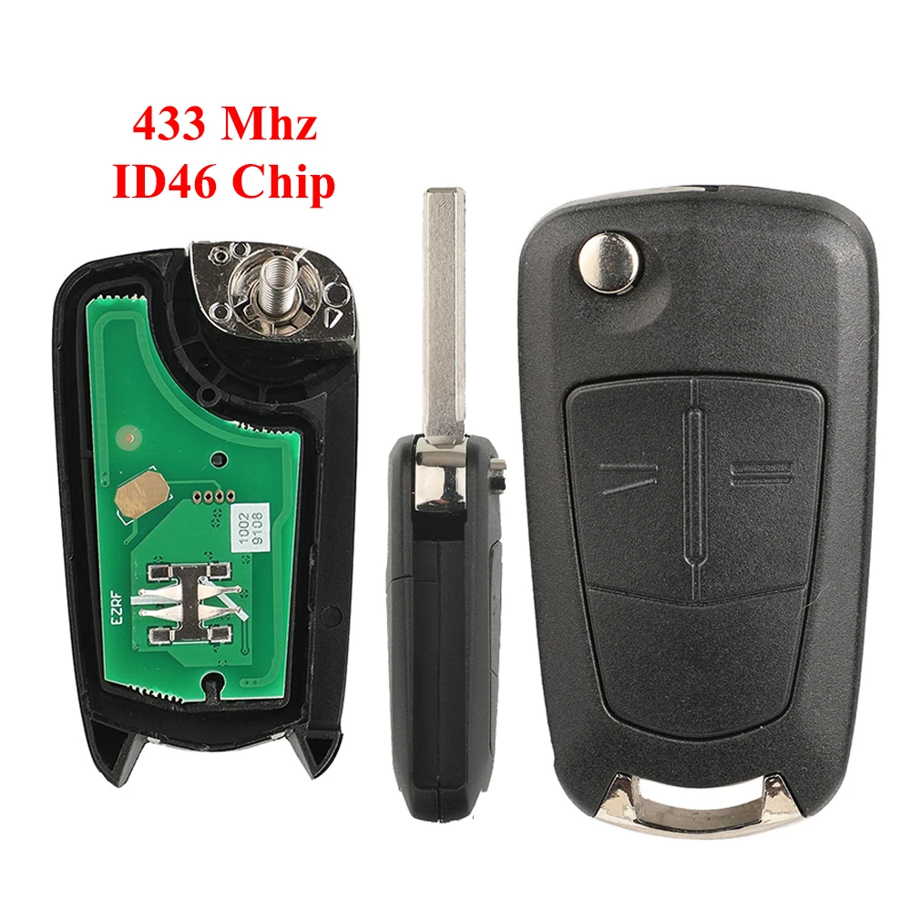 

jingyuqin New Remote Car Key Shell For Opel Vectra C Delphi-System Hu43 Blade Folding 433Mhz ID46/PCF7946
