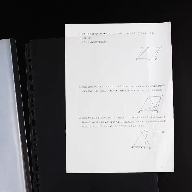 Organizador De Folha De Papel De Plástico Transparente, Pasta De Bolso, Saco De Documento De Folha Solta, Arquivo Claro, Folha Divisor De Página, A4, B5, A5, Protetores, 20Pcs