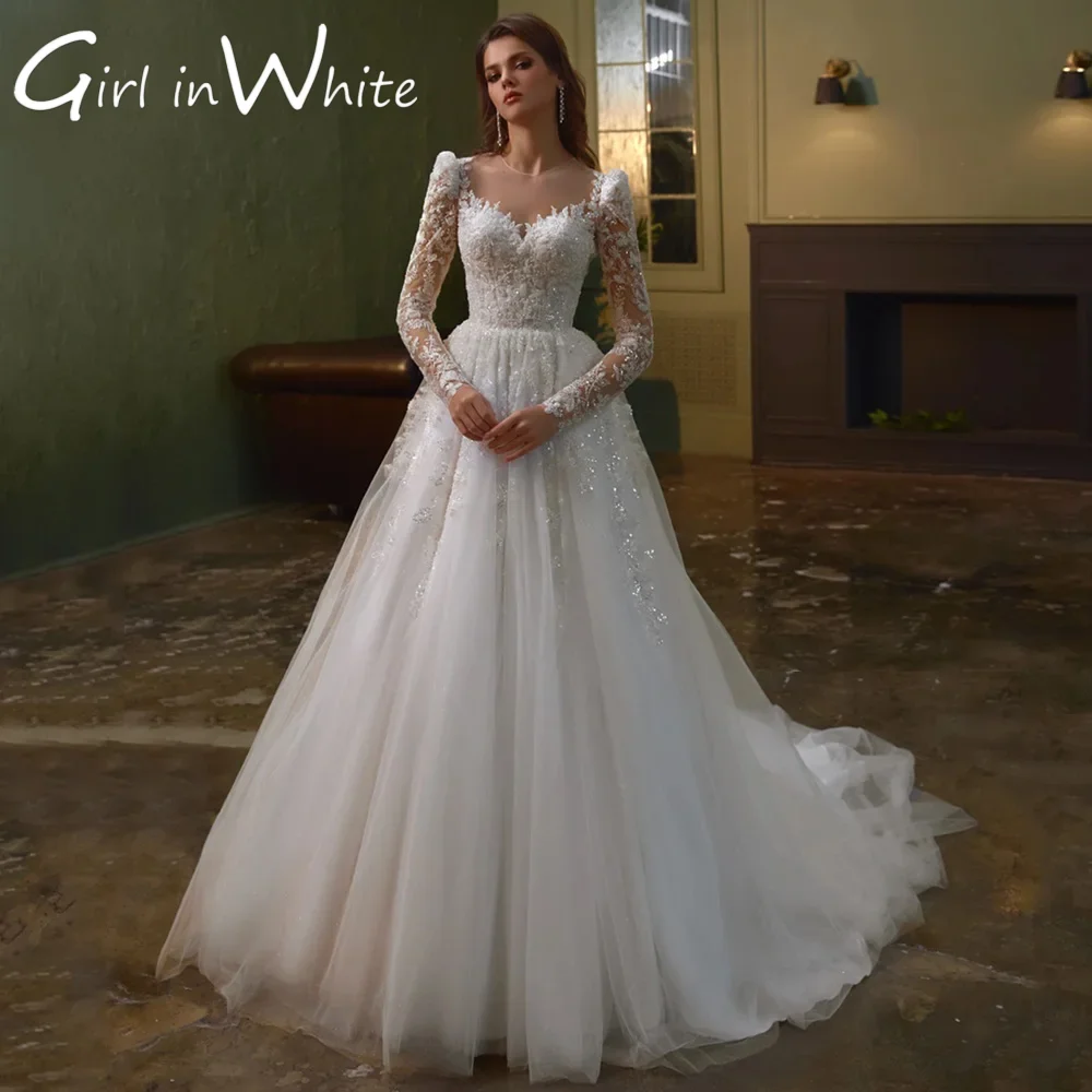 Luxurious Sweetheart A-line Mermaid 2026 Wedding Dresses Long Sleeves Lace Appliques Robe De Mariee for Brides Customised