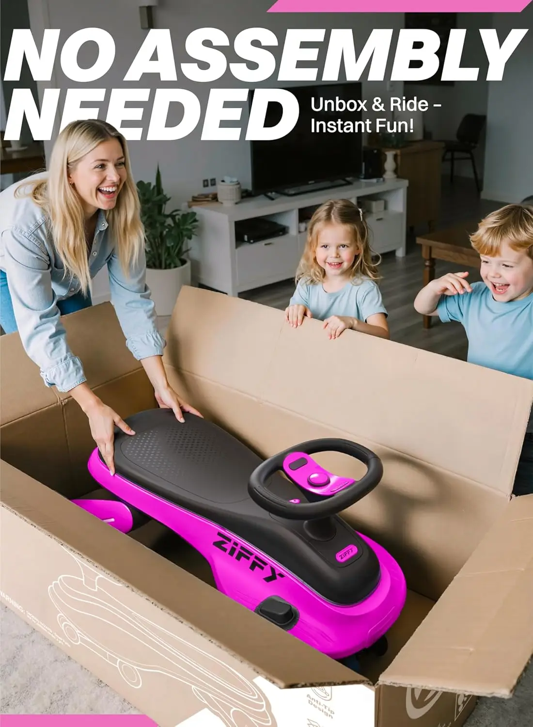 JOYFY 45W 5.5A 電動ウィグルカー ライトアップ機能付き 充電式バッテリー 2段階速度調整 乗用玩具 3歳以上 (最大110ポンド)