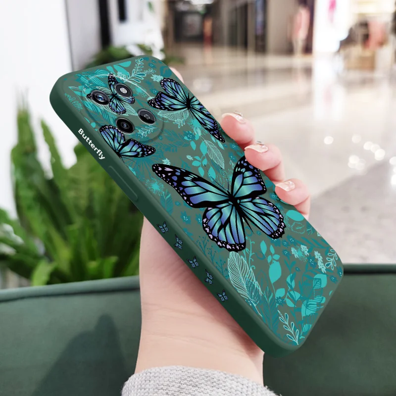 Funda de teléfono con hojas de mariposa para OPPO Realme 14 13 12 11 10 9 9i 8 8i 7 Pro Plus C35 C21Y C25Y C25 4G 5G, funda de silicona líquida