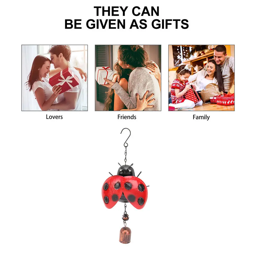 1Pcs Cartoon Ladybug Wind Chimes Iron Made Hanging Pendant for Living Room Cafe Bedroom Honeybee Ornaments Exquisite Eco