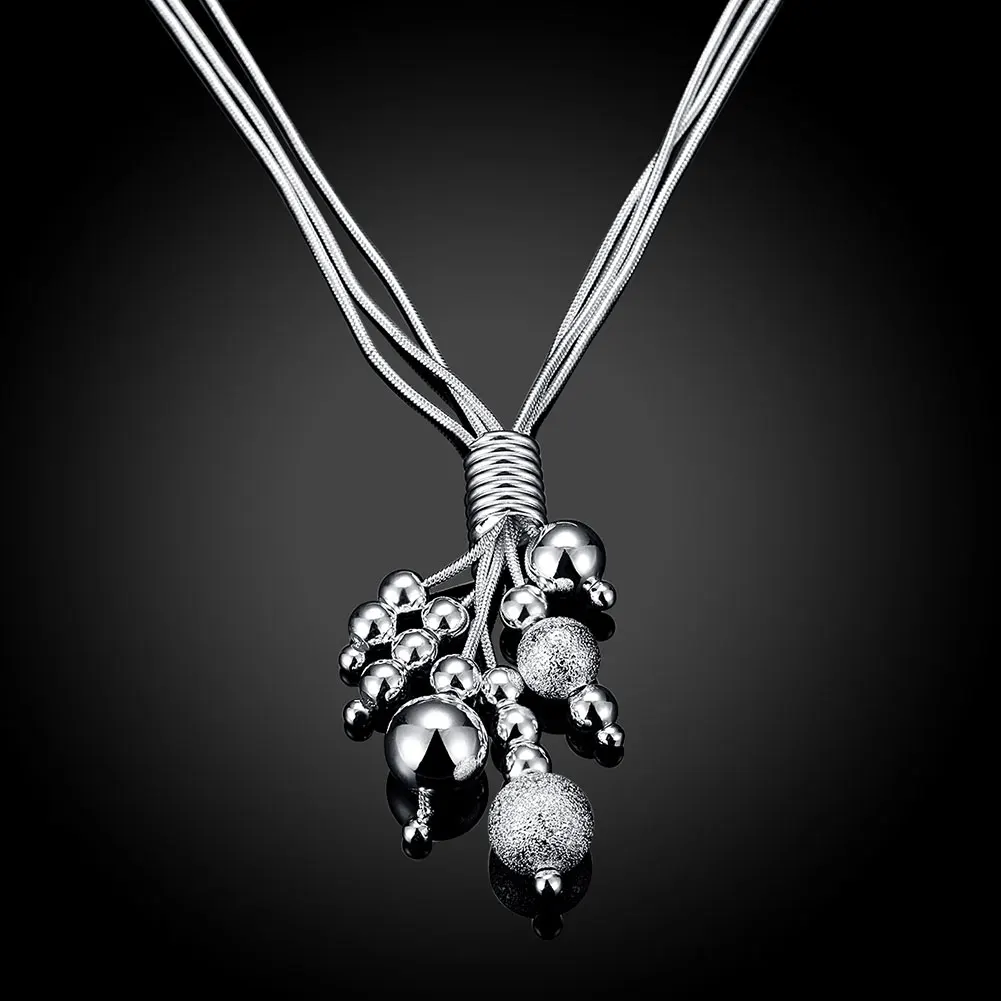 Women's 925 Sterling Silver Beaded Tassels Necklace, Creative Gift