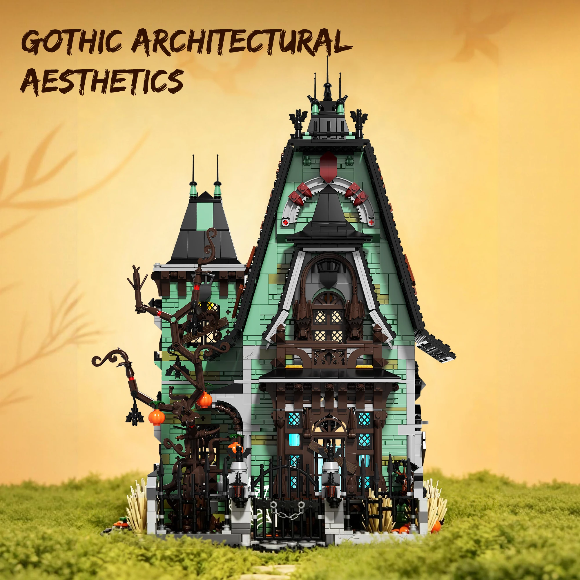 

2233PCS Halloween Gothic Haunted House Building Blocks Retro Horror House Model Bricks Holiday Decoration Gift Educational Toy