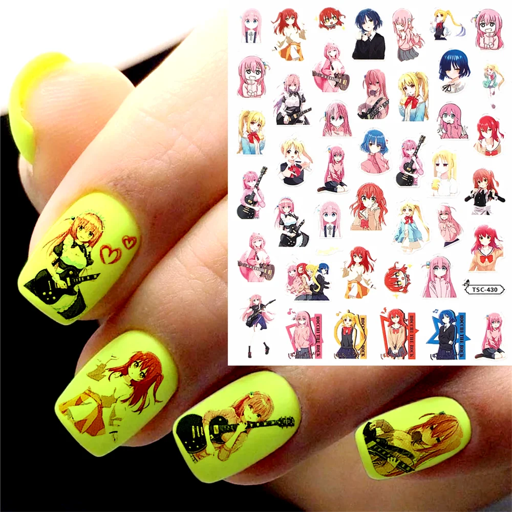 TSC-430 TSC-428  Japanese  Cartoon Sexy Music Girl DIY 3D Back glue Nail Art Stickers Decals Sliders Nail ornament