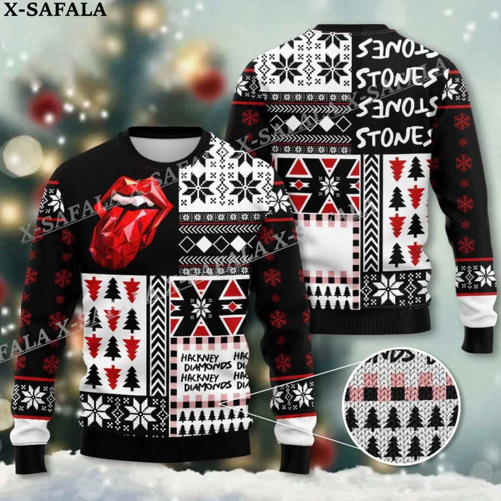 Funny Gift Rolling Lips Christmas Knit Sweaters Christmas Gift Jumpers Tops Couple Party Unisex Casual-1