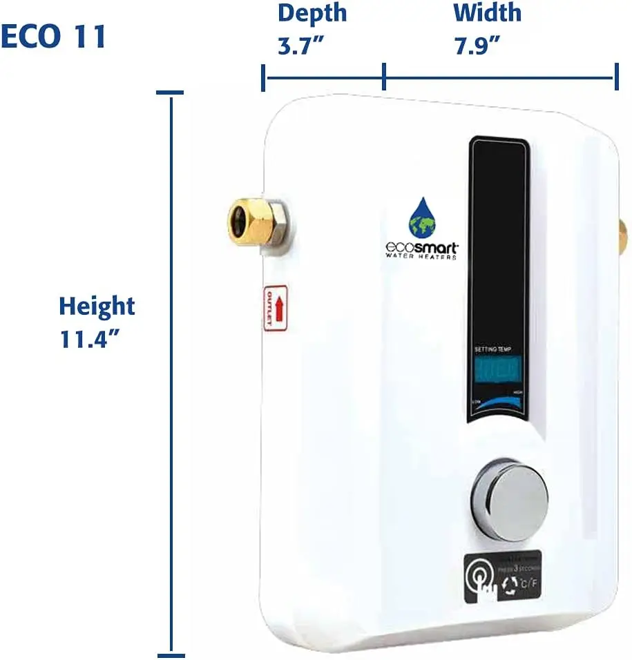 EcoSmart ECO 11 pemanas air elektrik, pemanas air tanpa tangki + Ecosmart HE 55220 ECO 8 elemen