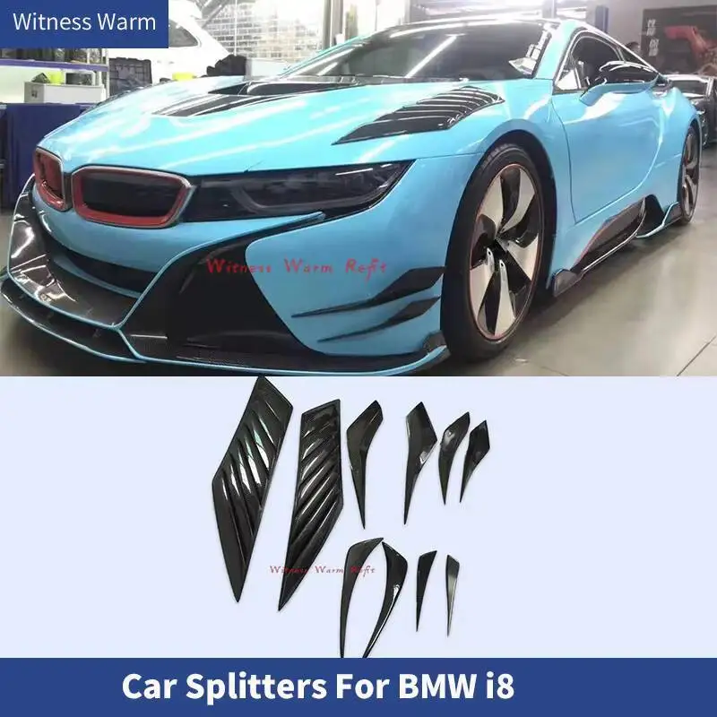 Séparateurs d'ailerons de pare-chocs avant et arrière, becquet de capot de moteur, couvercle de ventilation latéral en Fiber de carbone, conduit de sortie d'air pour Bmw i8 2014 – 2019