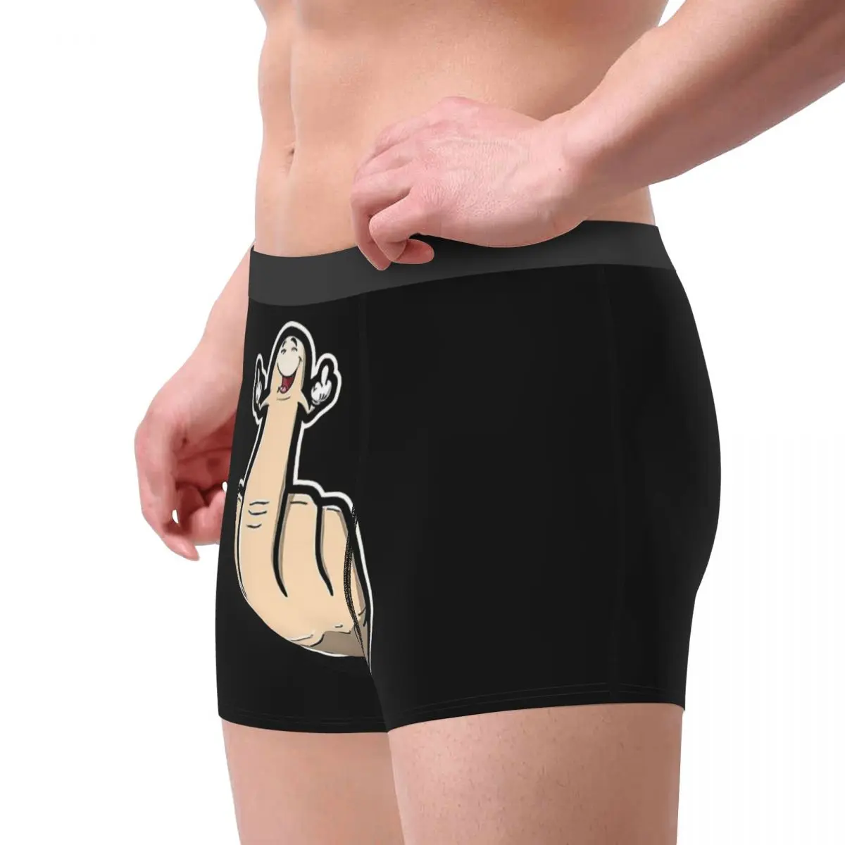 Hand Gesture Design Middle Finger Shows Middle Fingers Underpants Panties Male Underwear Comfortable Shorts Boxer Briefs