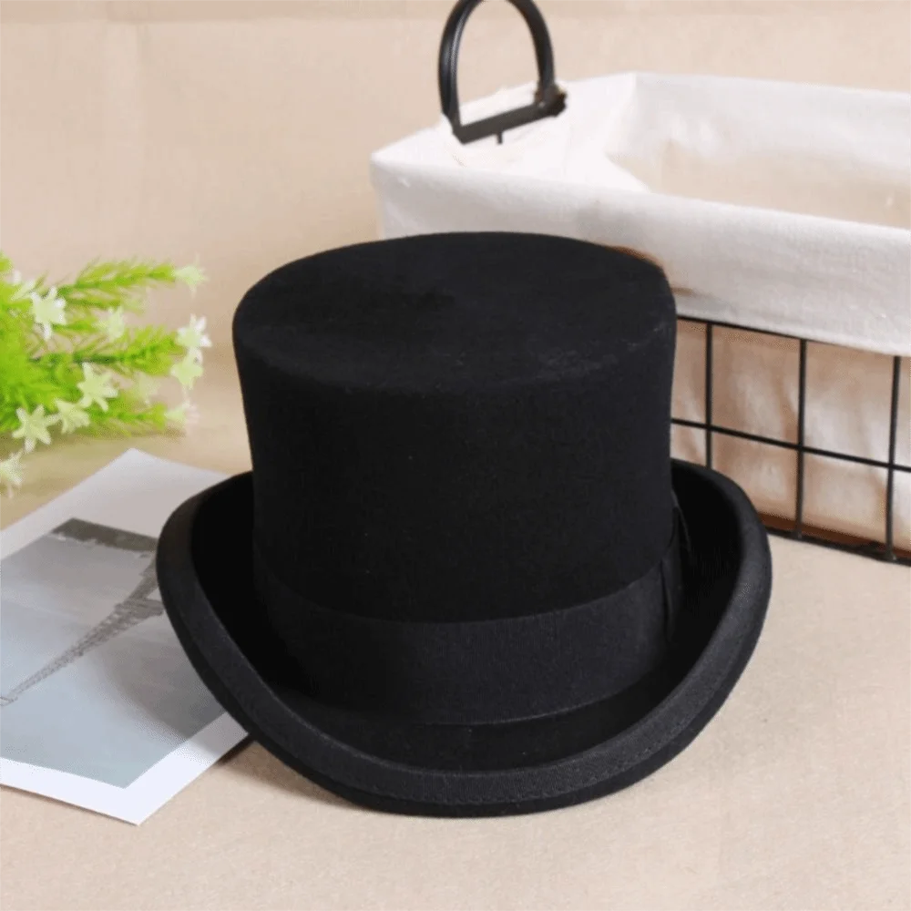 Charming Wool Material Top Hat Satin Lining Classic Design Magician Hat Gentleman Hat Formal Occasion