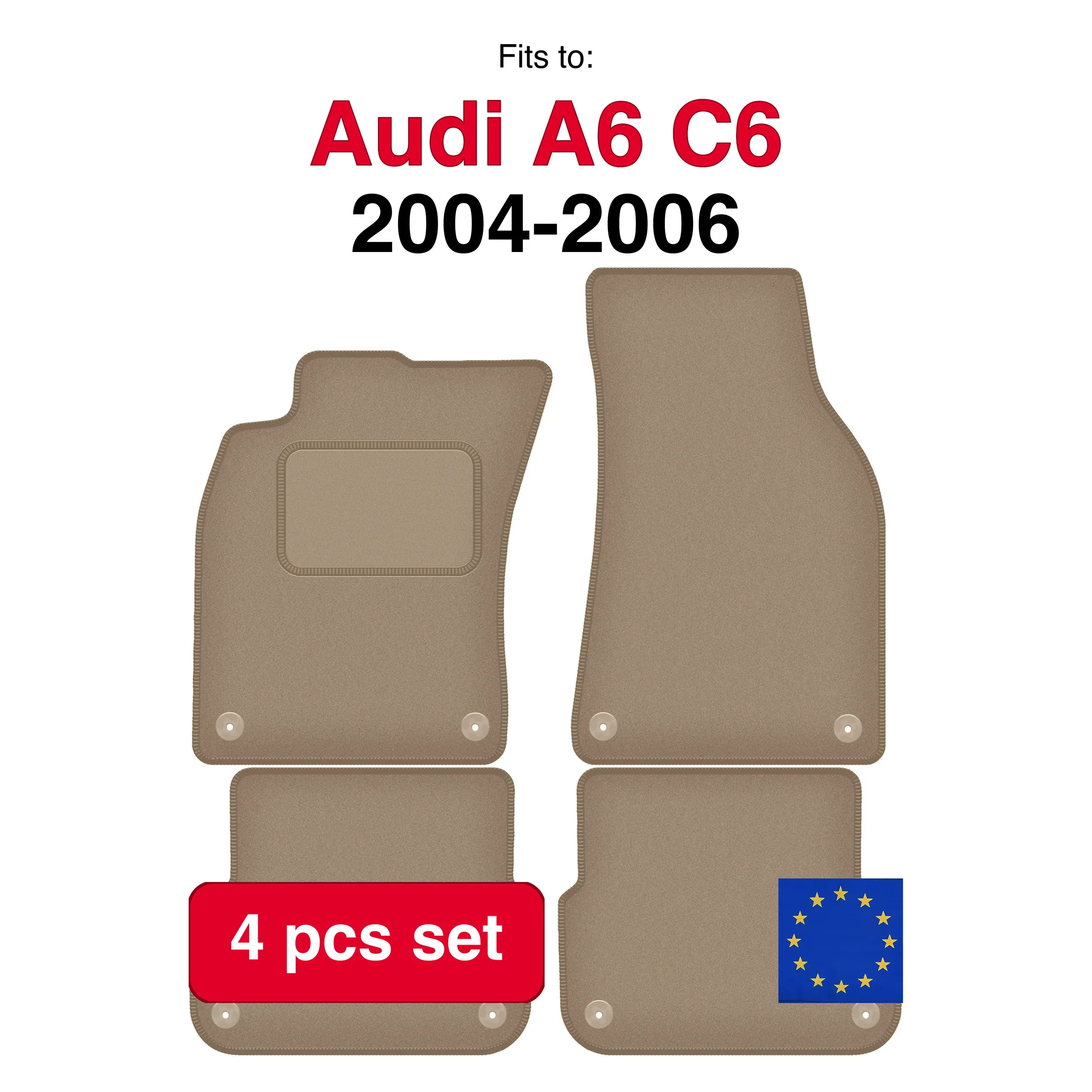 Image of Audi A6 C6 Car Vouched Avant (2004-2006) Velours-Autofußmatten passend (4 Stück)