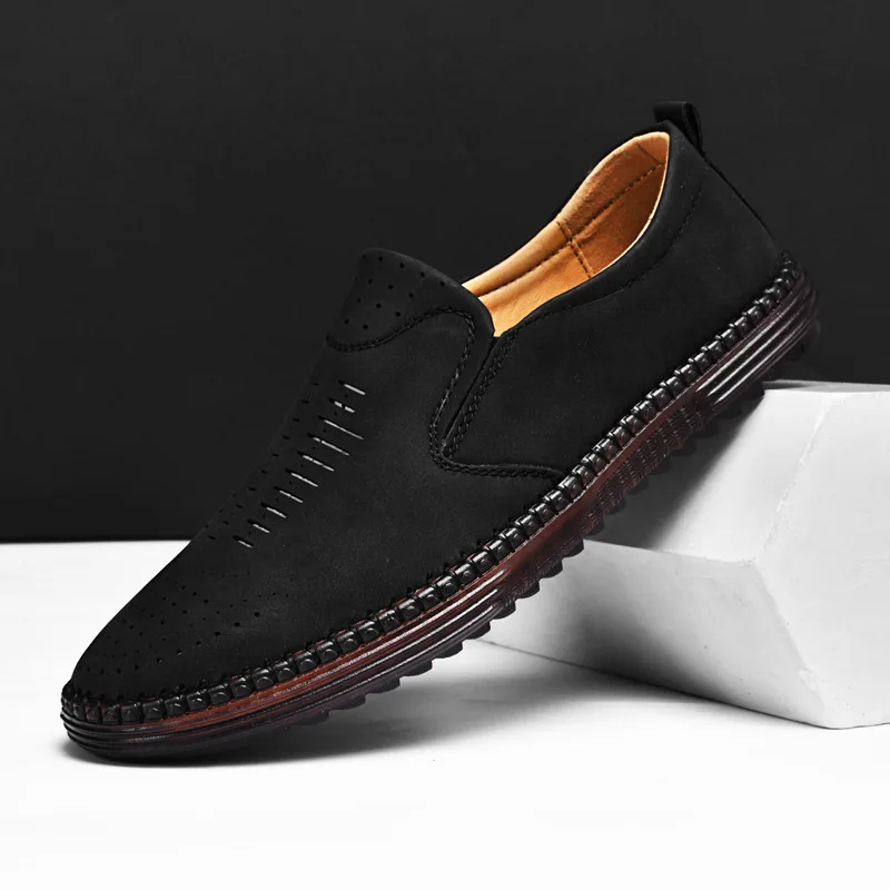 

Large Size Men's Retro Handmade Loafers, Fashionable Slip-On Casual Shoes, Suitable for All Seasons, Flat Shoes for Daily Wear,