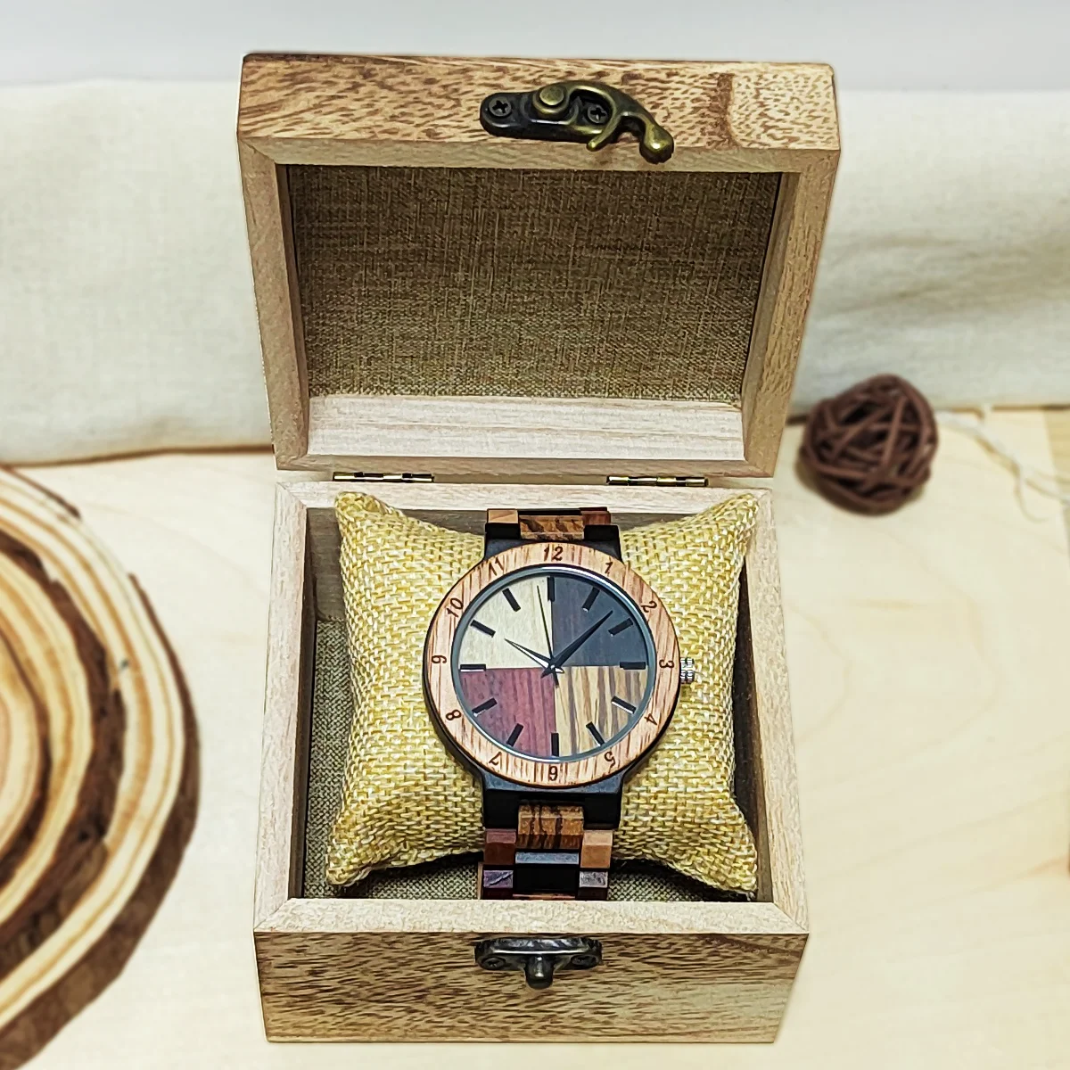 Engraved Colorful Wooden Men\'s Wrist Watch for Men Personalised Timepieces Wood Watches Customize Anniversary Wedding Day Gifts