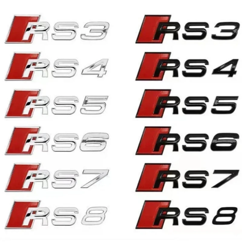 

3D ABS Car Body Tail Trunk Decoration Sticker Decal Auto Modification Accessories for Audi RS3 RS4 RS5 RS6 RS7 RS8 Emblem