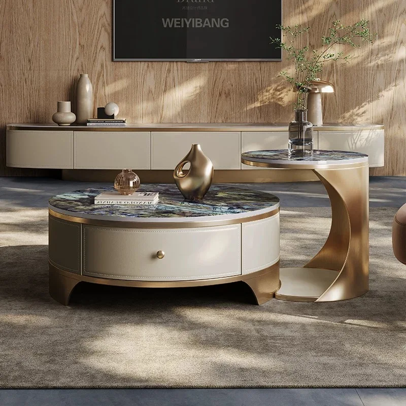 Modern Luxury Wood Lcd Marble Tv Units Cabinets and Coffee Table Set Living Room Bedroom Floating Furniture Design Latest 2025