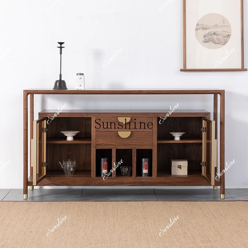 New Chinese walnut dining side porch foyer storage shop clubhouse decoration FT