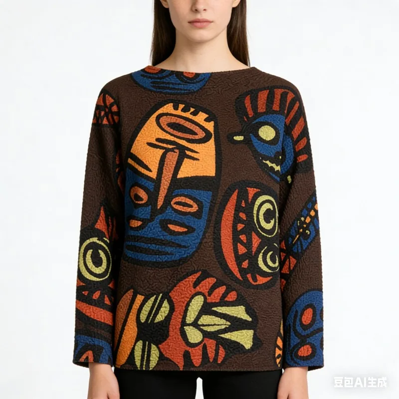 

Miyake Pleated Print Long-sleeved T-shirt Female 2026 Spring Summer New Loose Plus Size Casual Fashion Age Reduction Plisse Tops