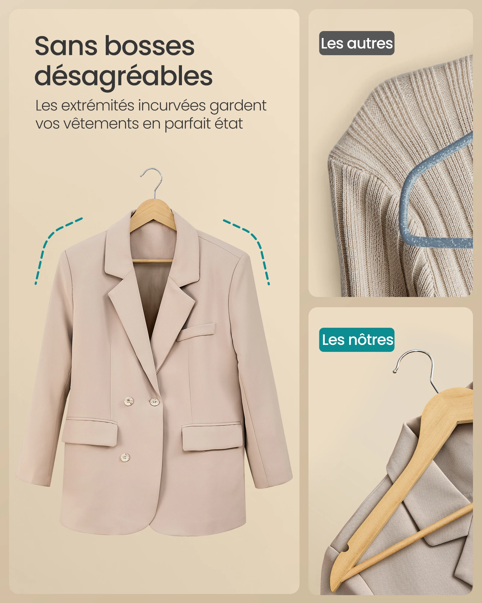 شالات خشبية طبيعية مع شقوق ، خشب البتولا ، قمم بأربطة ، جاكيتات ، نحيف ، عبوة من 30