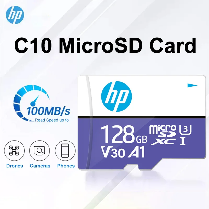 

Высокоскоростная карта памяти HP 128 ГБ, 256 ГБ, переключатель камеры, хранилище для мобильного телефона, TF-рекордер для вождения, мониторинг SD-карты Class10 A1 U3 4K