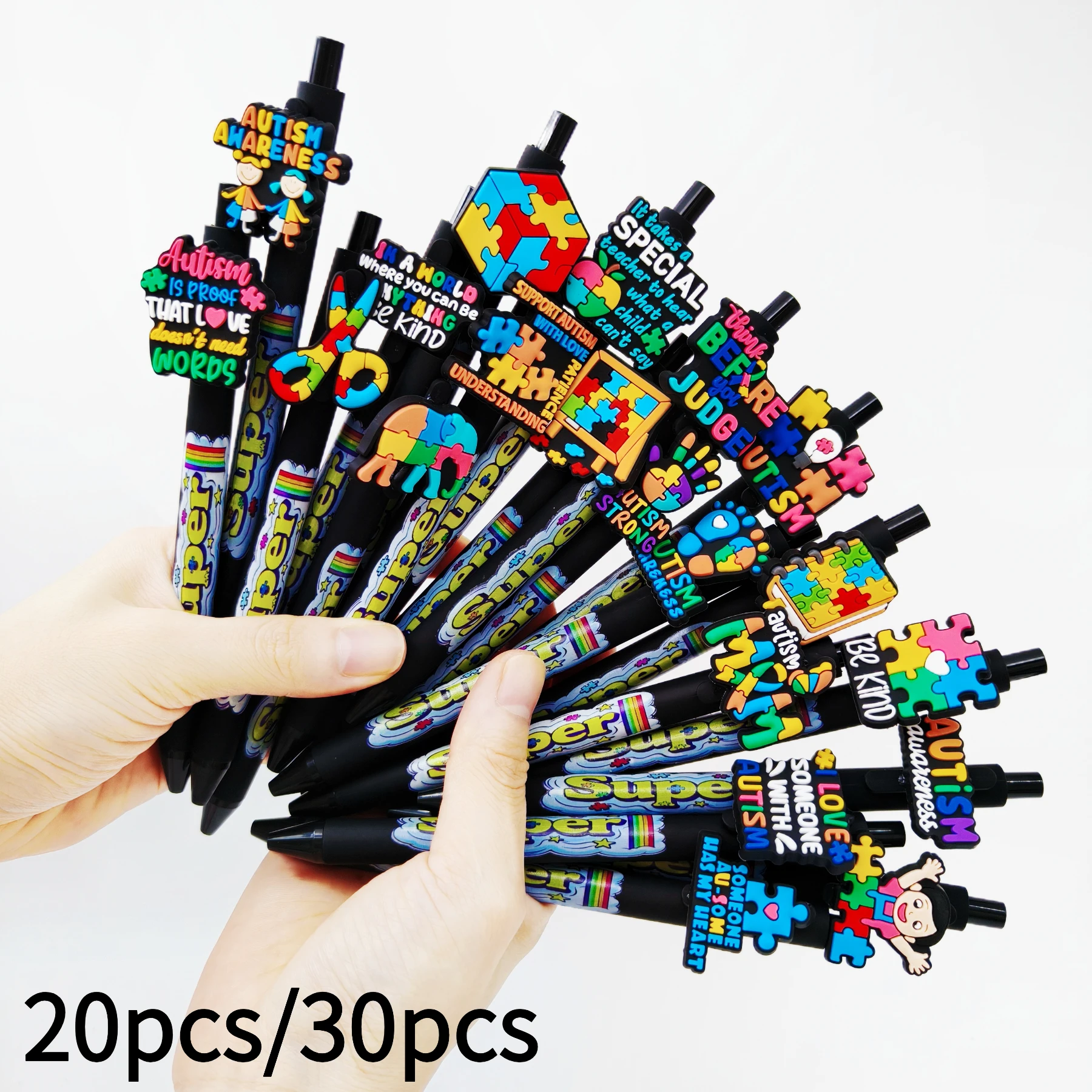 

20 шт./30 шт., шариковая ручка с аутизмом, черная серия, гелевая ручка с цветной печатью