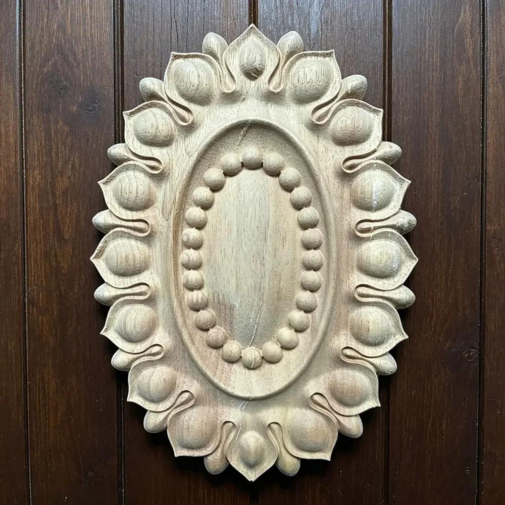 1PC 23cm 28cm Rubber Wood Carved Corner Onlay Applique Exquisite Unpainted Vintage Home Decoration Accessories Wooden Figurine