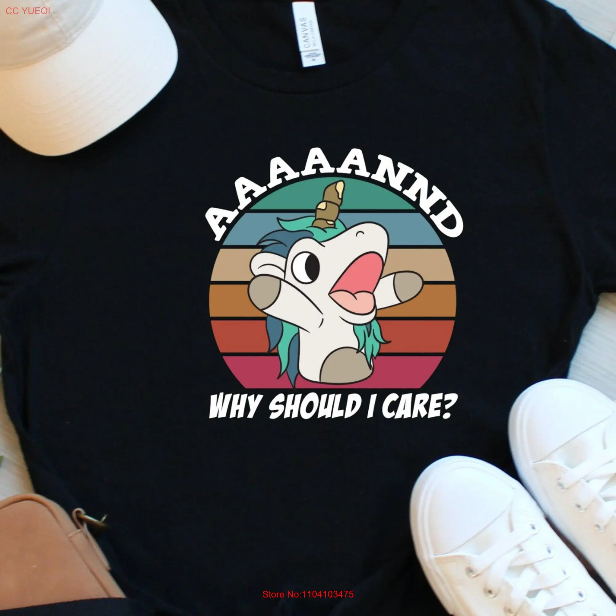 Why Should I Care T Shirt for Birthday Blue Bandit Unicorn Puppet Unicorse Women Girls long or short sleeves