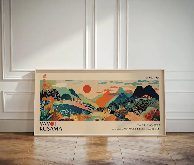 1pc Large Yayoi Kusama Forest Canvas Poster,Unframed Japandi Gallery Wall Art Print, Abstract Japanese Art for Living Room Decor