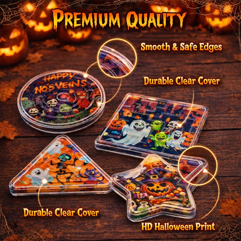 Halloween Mini-Labyrinth-Spielzeuge, Lehrreiche Handheld-Gehirnpuzzles, Party-Geschenke für Kinder, Goodie-Bag-Austauschgeschenk – Detail 3
