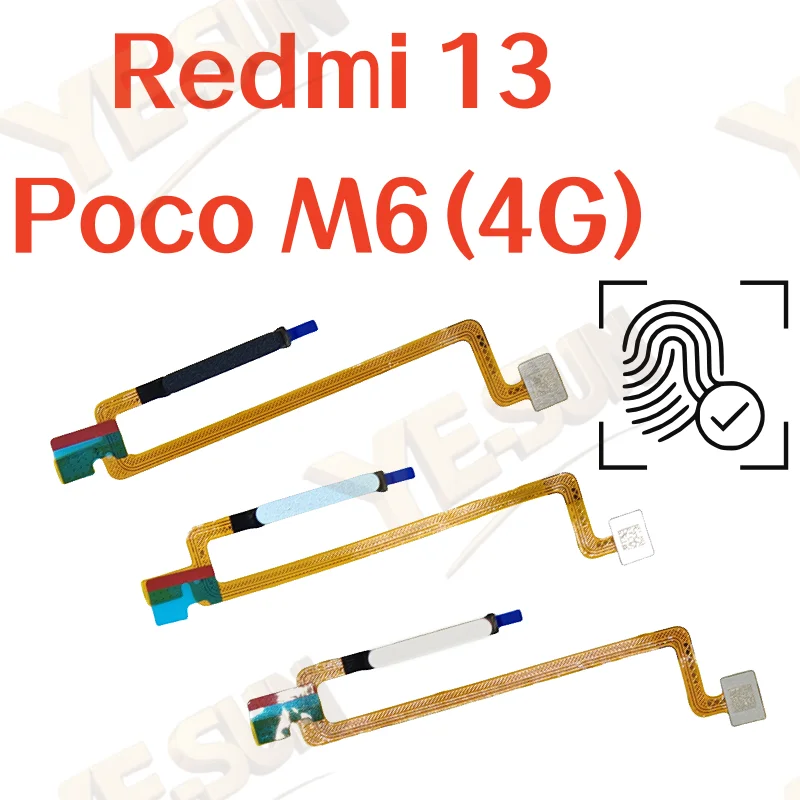 

For Xiaomi Redmi 13 / Poco M6 (4G) Fingerprint Sensor Home Return Key Menu Button With Side Power On Off Flex