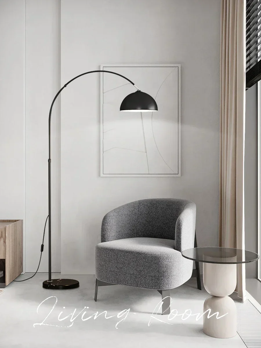 Nordic minimalist INS fashionable floor lamp marble base metal bedroom living room sofa light luxury fishing floor lamp