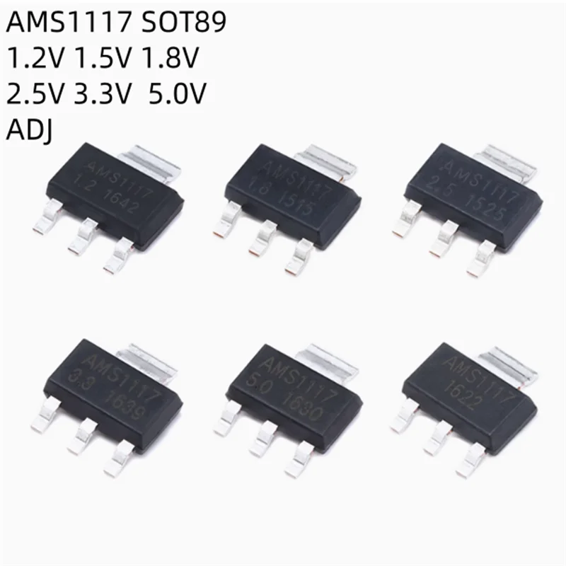 

xkss 50pcs AMS1117-3.3V 1.2 1.5 1.8 2.5 1117-5.0 1117-ADJ SOT89 5V New Original Linear Voltage Regulators (LDO)