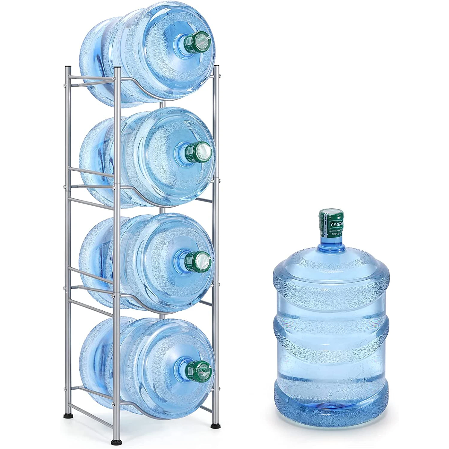 4-Tier 5 Gallon Water Cooler Jug Rack Detachable Heavy Duty Water Bottle Storage