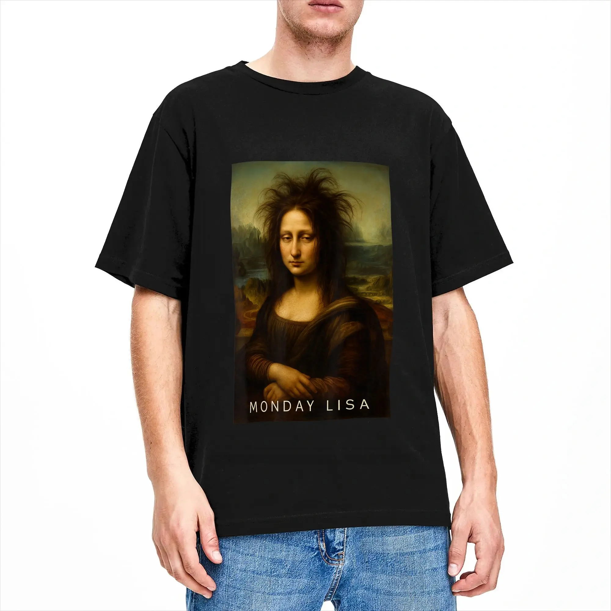 Monday Lisa Disheveled Classic Art Parody Week Start Mood T Shirt Summer Harajuku T-Shirts Men Cotton Comfortable Oversized Tees