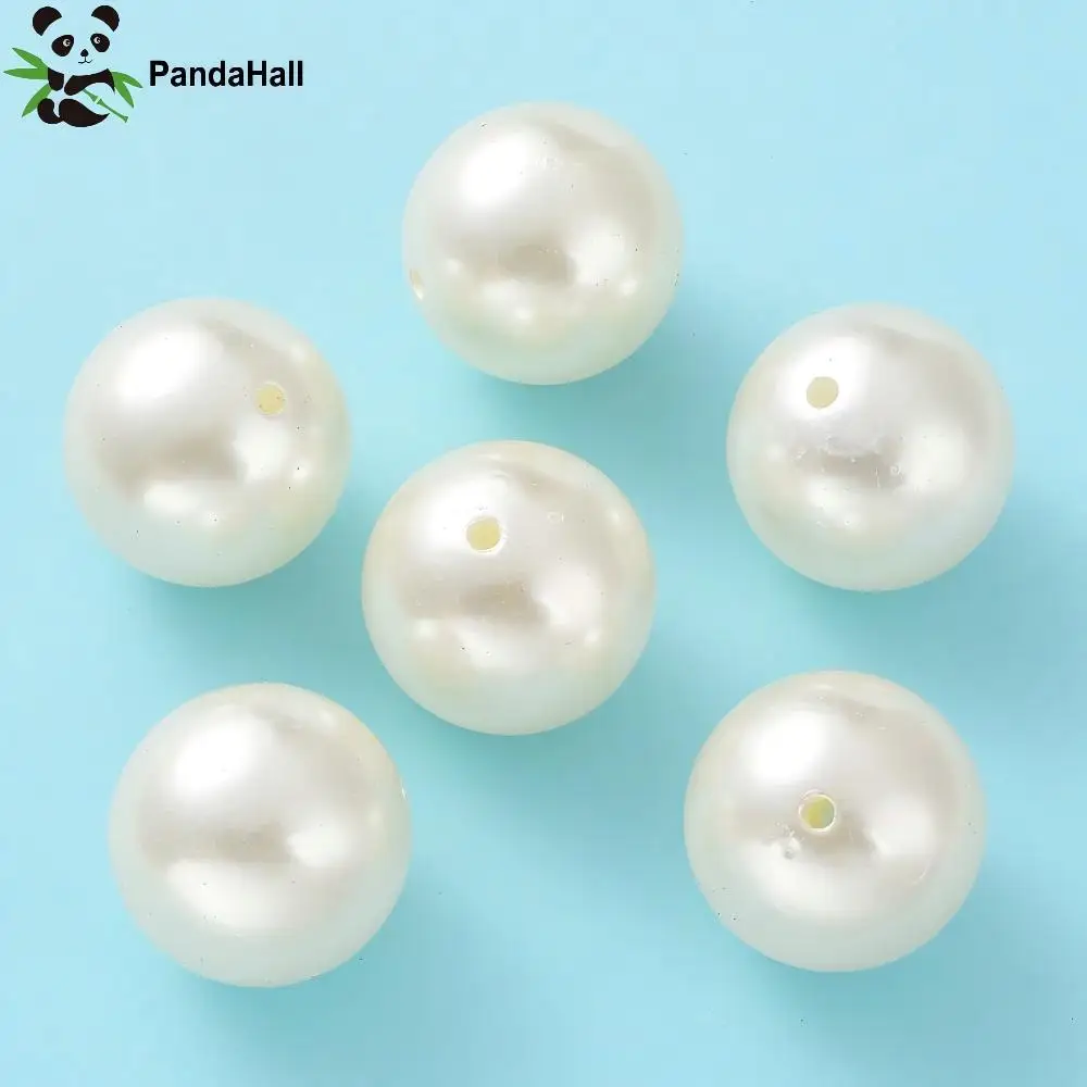 PandaHall 35Pcs 30mm White Acrylic Pearl Beads Imitation Pearl Round Beads for DIY Craft Necklaces Bracelets Jewelry Making