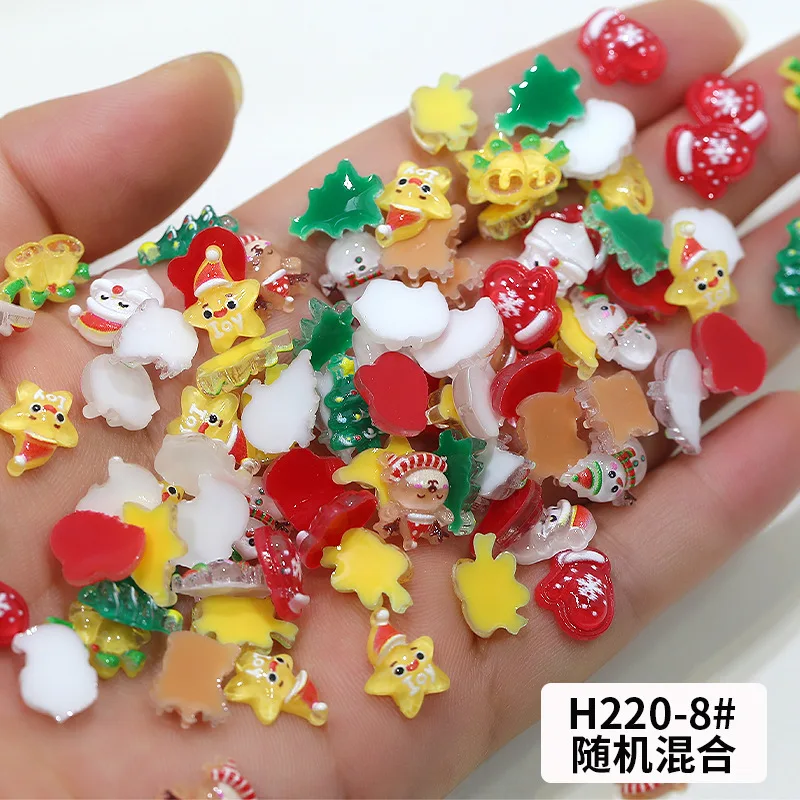 Nuovo Natale Ccartoon Nail Art Charms Simpatico renna pupazzo di neve Campana Accessori in resina Decorazioni per unghie Forniture Parti per unghie 3D fai da te