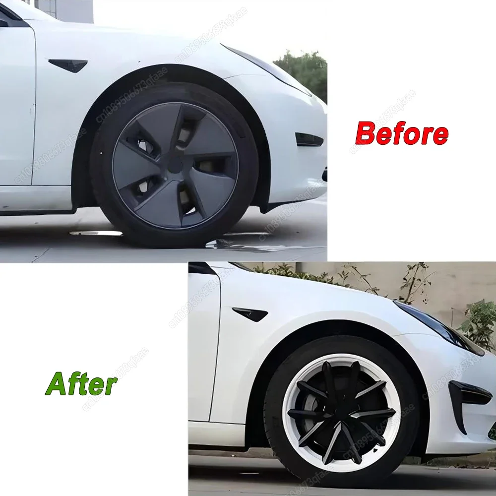 4Pcs HubCap For Tesla Model 3 2017-2023 18 Inch Performance Wheel Cap Full Rim Cover Parts Replacement Bodykits Tuning